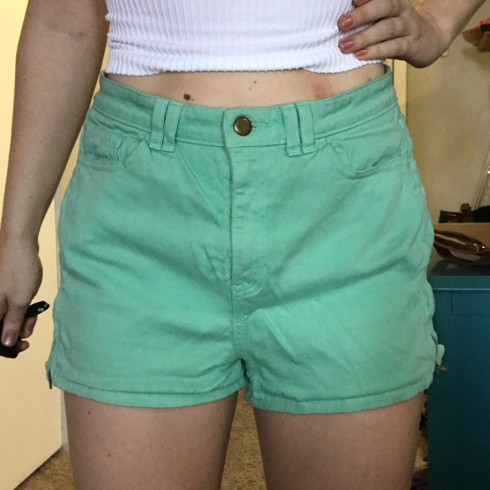 High Waisted Seafoam Jean Shorts